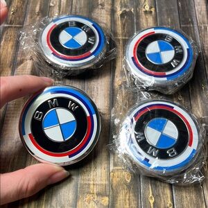 4PC 56mm 50th Anniversary Wheel Center CapsEmblem Rim Hubcaps Emblem